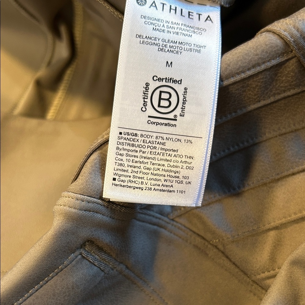 Athleta Delancey Moto Leggings Metallic Taupe Shimmer Size M NWT - Picture 12 of 14